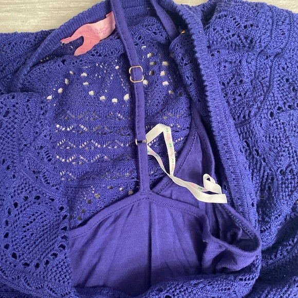 Lilly Pulitzer Paulette Crochet Sweater Shift Dress Spectrum Blue Large - Picture 4 of 7